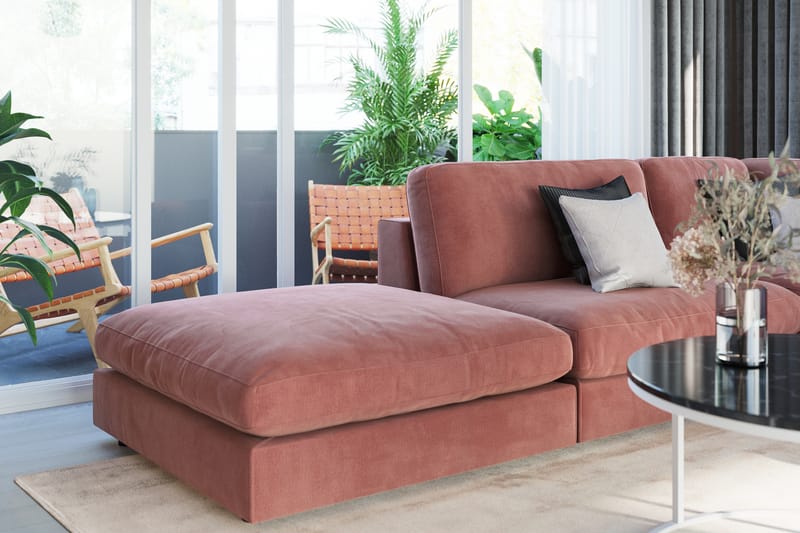 Arken 2-personers Midtermodul i Fløjl 120 cm bred - Rosa - Møbler - Sofaer - Modulsofaer - Midtermodul