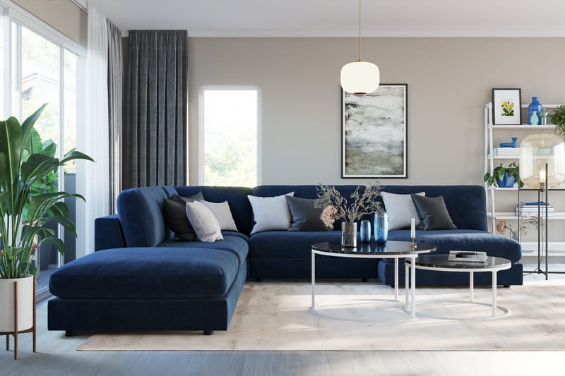 Arken 2-personers Midtermodul i Fløjl 120 cm bred - Blå - Møbler - Sofaer - Modulsofaer - Midtermodul