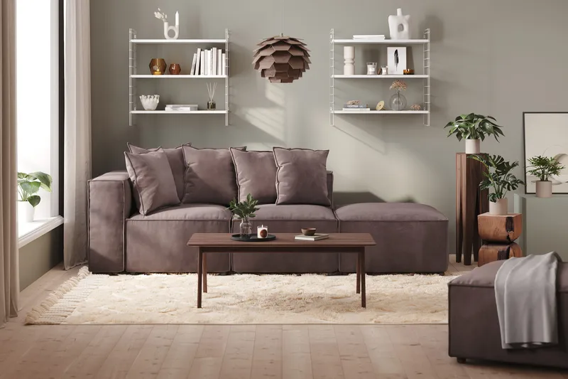 Cubo 1-personers Midtermodul i Fløjl 80 cm bred - Mørkegrå - Møbler - Sofaer - Modulsofaer - Midtermodul