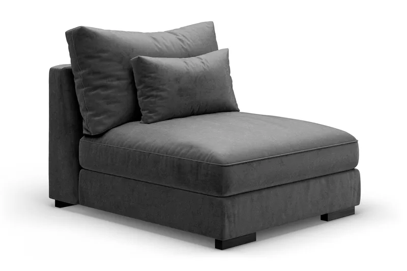 Dubai Midtermodul Velour Ekstra Dyb - Mørkegrå - Møbler - Sofaer - Modulsofaer - Midtermodul