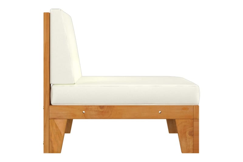 midterdel til sofa med cremehvide hynder massivt akacietræ - Brun - Havemøbler - Loungemøbler - Moduler