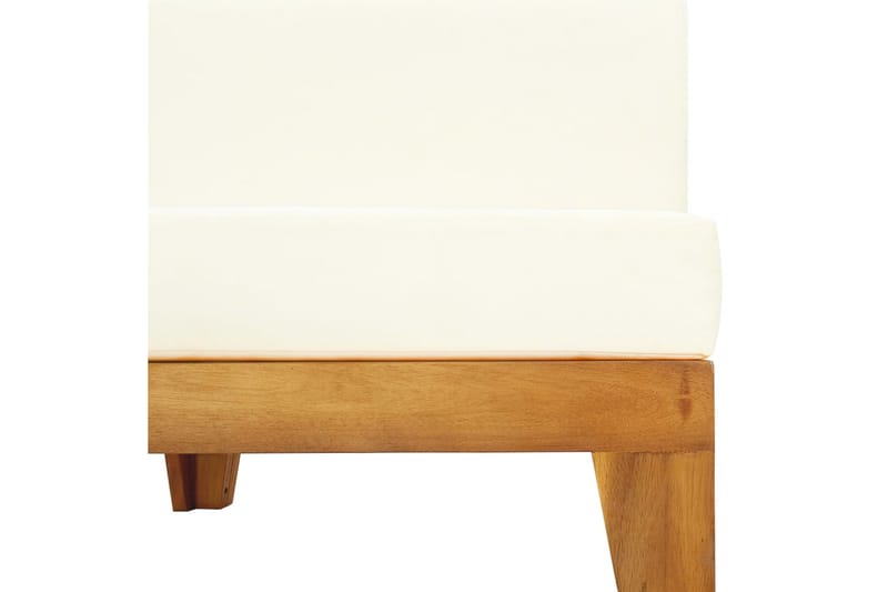 midterdel til sofa med cremehvide hynder massivt akacietræ - Brun - Midtermodul