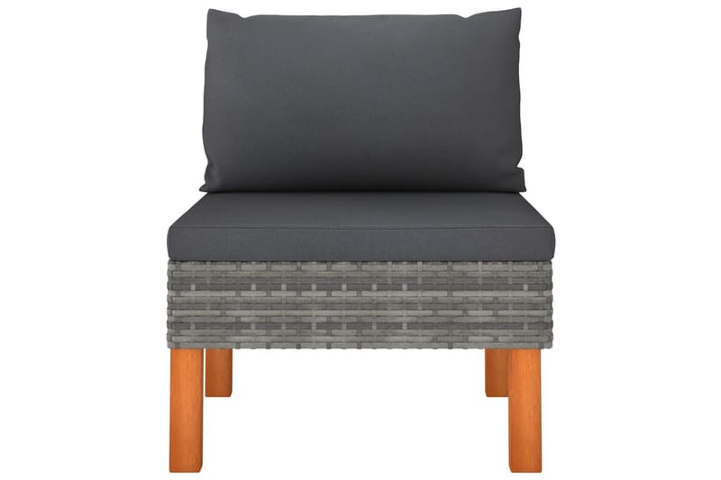 midterdel til sofa polyrattan og massivt eukalyptustræ - Grå - Havemøbler - Loungemøbler - Loungesofaer