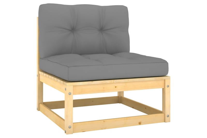 midterdele til havesofa med grå hynder 2 stk. fyrretræ - Brun - Havemøbler - Loungemøbler - Moduler