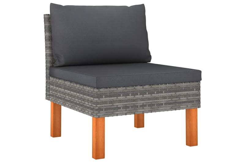 midterdele til sofa 3 stk. polyrattan & eukalyptustræ - Grå - Havemøbler - Loungemøbler - Loungesofaer