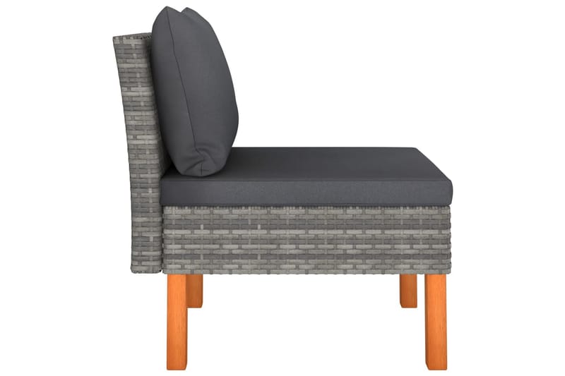 midterdele til sofa 3 stk. polyrattan & eukalyptustræ - Grå - Havemøbler - Loungemøbler - Loungesofaer