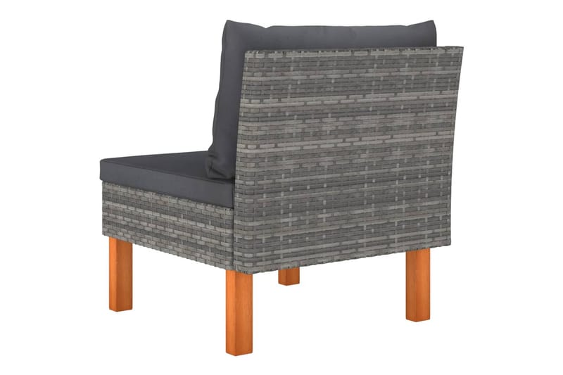 midterdele til sofa 3 stk. polyrattan & eukalyptustræ - Grå - Havemøbler - Loungemøbler - Loungesofaer