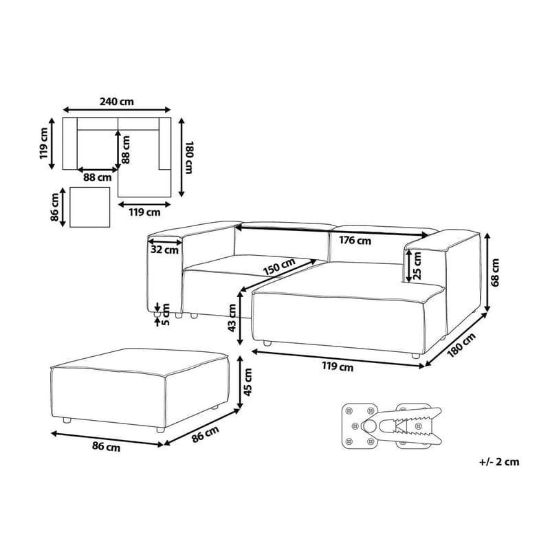 Modulær sofa med fodskammel Ardal - Møbler - Sofaer - Modulsofaer - Komplet modulsofa