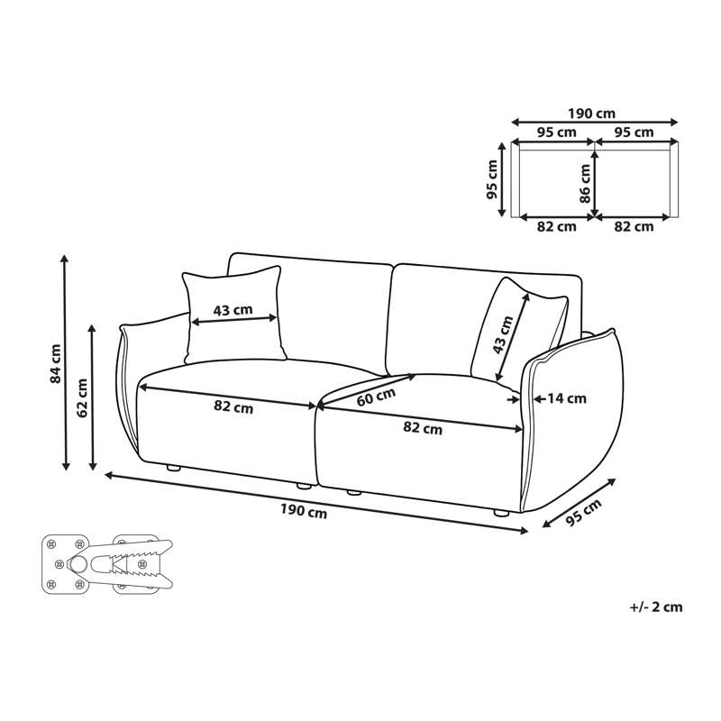 Modulsofa 2-personers Mesnali - Beige - Møbler - Sofaer - Modulsofaer - Komplet modulsofa