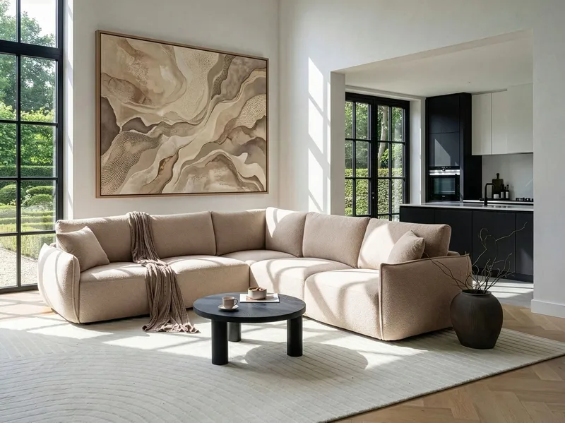 Modulsofa 5-personers Mesnali venstrevendt - Beige - Møbler - Sofaer - Modulsofaer - Komplet modulsofa