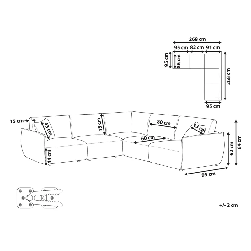 Modulsofa 5-personers Mesnali venstrevendt - Beige - Møbler - Sofaer - Modulsofaer - Komplet modulsofa