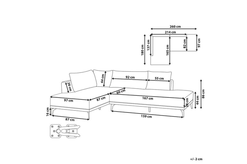 Modulsoffa Beliani Myken Beige/brun/svart, Högervänd Grey Left-faced - Møbler - Sofaer - Modulsofaer - Andre moduler til modulsofa