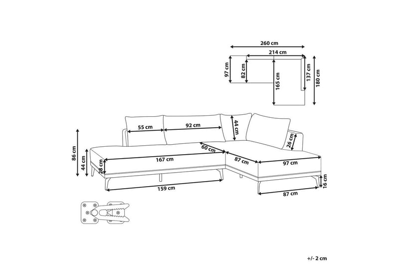 Modulsoffa Beliani Myken Beige/brun/svart, Högervänd Grey Right-faced - Grå - Møbler - Sofaer - Modulsofaer - Andre moduler til modulsofa