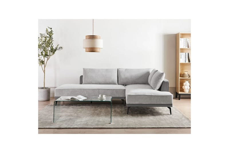 Modulsoffa Beliani Myken Beige/brun/svart, Högervänd Grey Right-faced - Grå - Møbler - Sofaer - Modulsofaer - Andre moduler til modulsofa