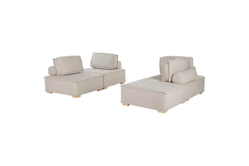 Modulsoffa Beliani Tibro Beige/ljust trä Beige||Light colored wood - Møbler - Sofaer - Modulsofaer - Komplet modulsofa