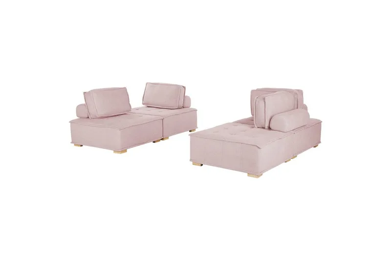 Modulsoffa Beliani Tibro Beige/ljust trä Rose||Light colored wood - Møbler - Sofaer - Modulsofaer - Komplet modulsofa
