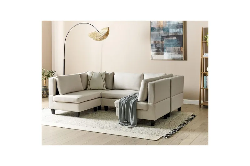 Modulsoffa Beliani Unstad Beige/svart Beige, Black - Møbler - Sofaer - Modulsofaer - Komplet modulsofa