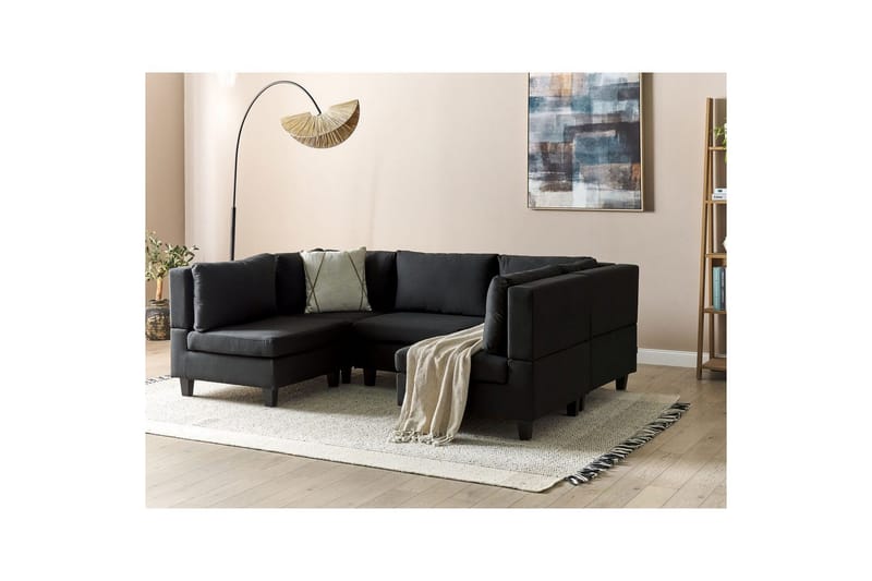 Modulsoffa Beliani Unstad Beige/svart Black - Møbler - Sofaer - Modulsofaer - Komplet modulsofa