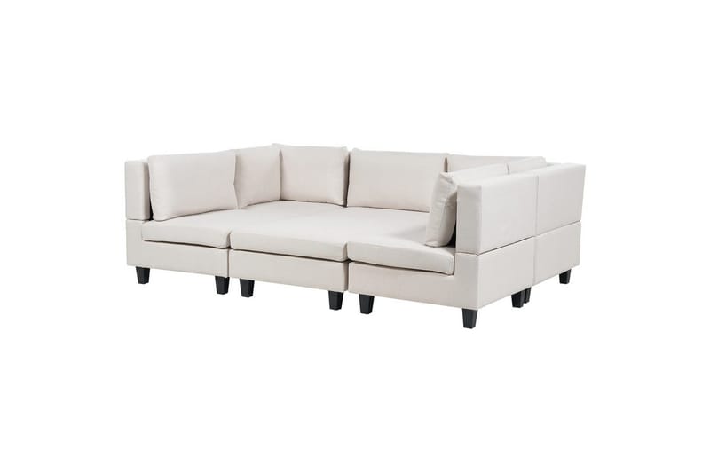 Modulsoffa med fotpall Beliani Unstad Beige/svart, Symmetrisk Beige, Black - Møbler - Sofaer - Modulsofaer - Komplet modulsofa