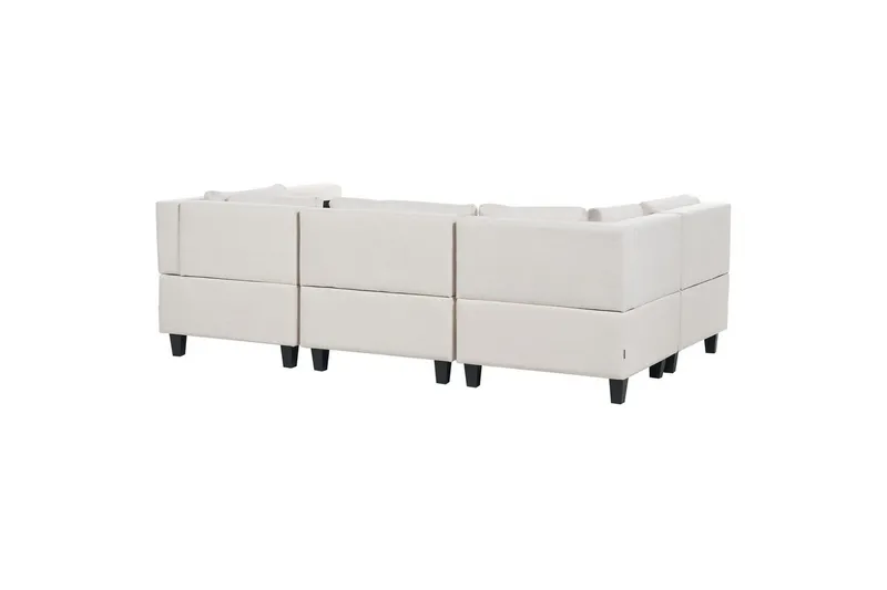 Modulsoffa med fotpall Beliani Unstad Beige/svart, Symmetrisk Beige, Black - Møbler - Sofaer - Modulsofaer - Komplet modulsofa