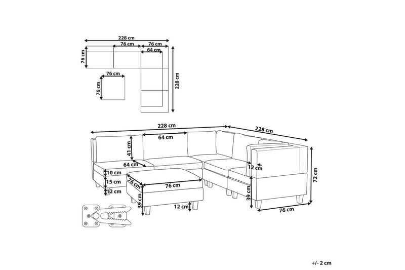 Modulsoffa med fotpall Beliani Unstad Beige/svart, Vänstervänd Beige, Black - Møbler - Sofaer - Modulsofaer - Komplet modulsofa
