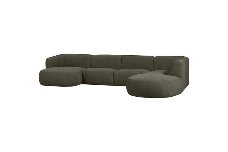 More 4-personers Højrevendt U-formet Modulsofa 353 cm i Stof, Grøn