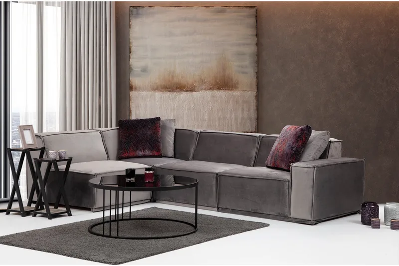Nightcap Sofa m. Chaiselong 4-Pers. - Grå - Møbler - Sofaer - Modulsofaer - Komplet modulsofa