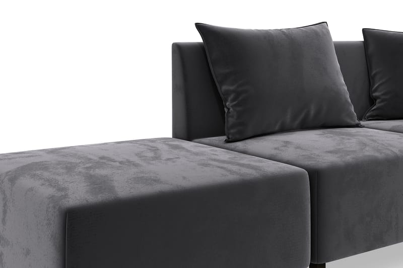Noelia Modulsofa 2,5-pers med Puf Velour - Mørkegrå - Velour sofaer - Komplet modulsofa