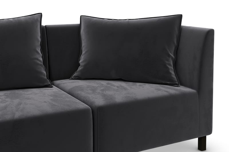 Noelia Modulsofa 2,5-pers med Puf Velour - Mørkegrå - Velour sofaer - Komplet modulsofa