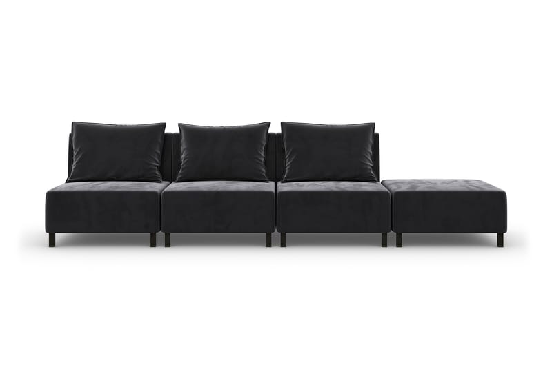 Noelia Modulsofa 3,5-pers med Puf Velour - Mørkegrå - Komplet modulsofa - Velour sofaer