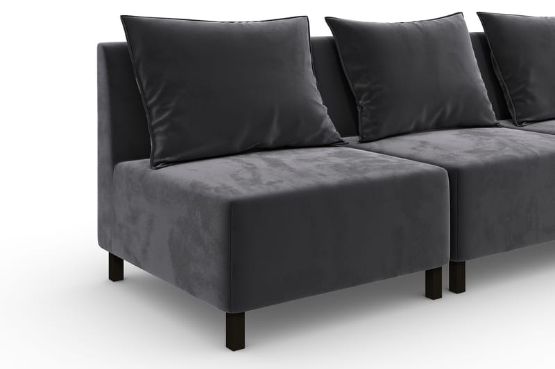 Noelia Modulsofa 3,5-pers med Puf Velour - Mørkegrå - Velour sofaer - Komplet modulsofa
