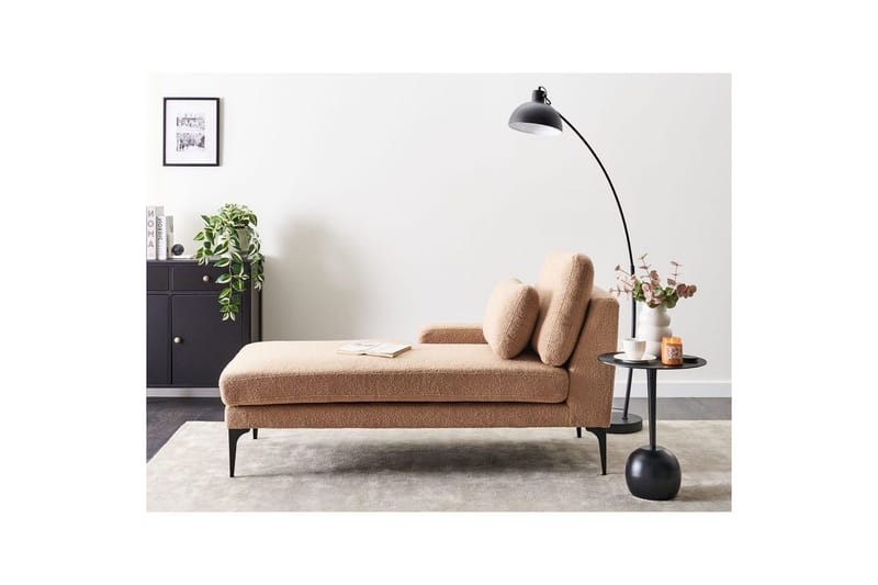 Schäslong Beliani Ewron Beige, svart, Högervänd Beige||Black Right-faced - Møbler - Sofaer - Modulsofaer - Andre moduler til modulsofa