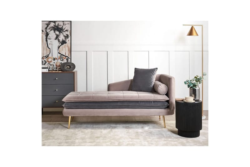 Schäslong Beliani Gonesse Beige, Grå, Guld Beige||Grey||GOLD - Møbler - Sofaer - Modulsofaer - Andre moduler til modulsofa
