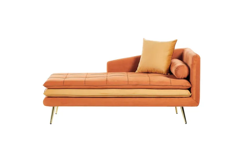 Schäslong Beliani Gonesse Beige, Grå, Guld Dark Orange||GOLD - Møbler - Sofaer - Modulsofaer - Andre moduler til modulsofa