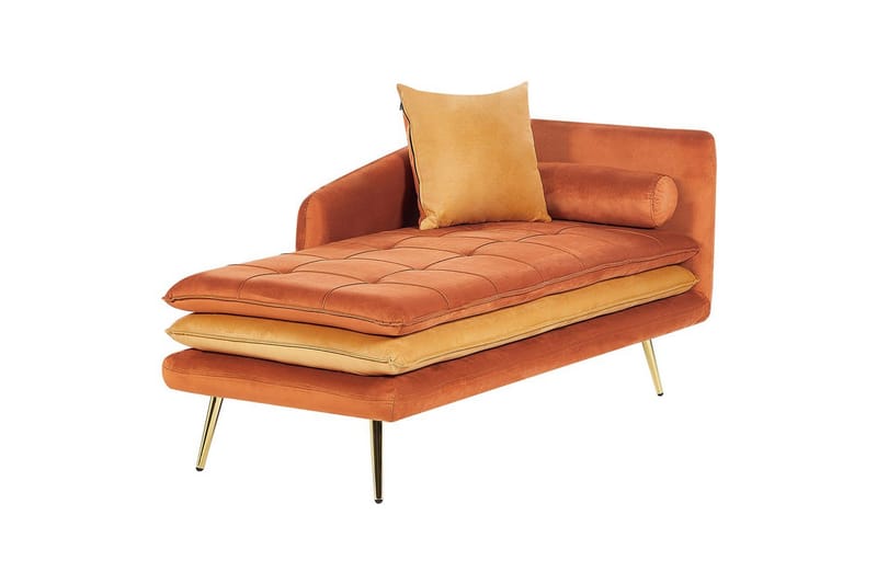 Schäslong Beliani Gonesse Beige, Grå, Guld NO_BRAND Dark Orange||GOLD - Møbler - Sofaer - Modulsofaer - Andre moduler til modulsofa