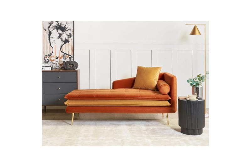 Schäslong Beliani Gonesse Beige, Grå, Guld NO_BRAND Dark Orange||GOLD - Møbler - Sofaer - Modulsofaer - Andre moduler til modulsofa