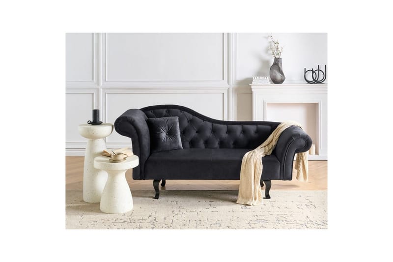 Schäslong Beliani Lattes Grå, mörkt trä, Högervänd Black Left-faced - Møbler - Sofaer - Daybed