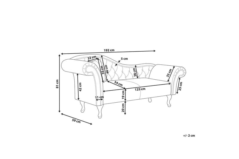 Schäslong Beliani Lattes Grå, mörkt trä, Högervänd Black Left-faced - Møbler - Sofaer - Daybed
