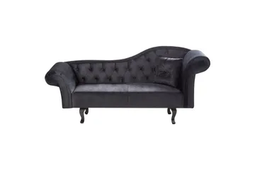 Schäslong Beliani Lattes Grå, mörkt trä, Högervänd Black||Dark colored wood Right-faced