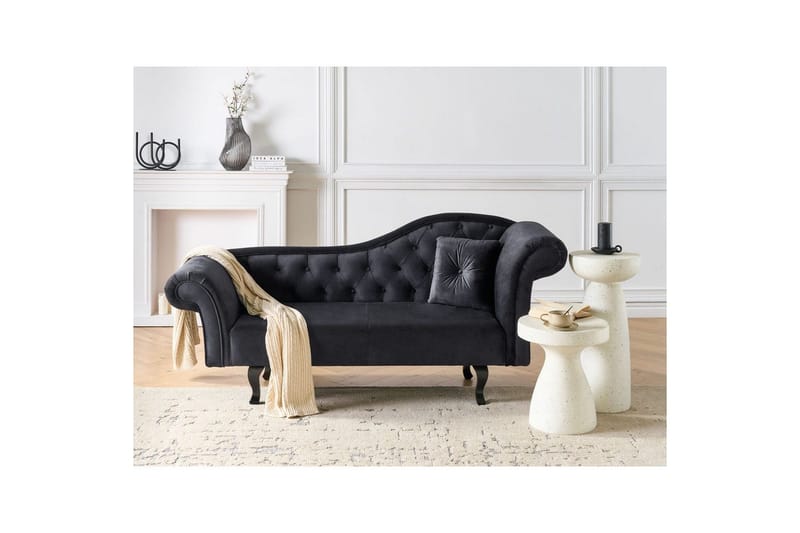 Schäslong Beliani Lattes Grå, mörkt trä, Högerv änd Black||Dark colored wood Right-faced - Møbler - Sofaer - Daybed