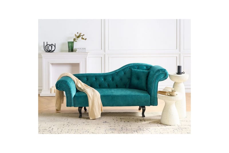 Schäslong Beliani Lattes Grå, mörkt trä, Högervänd Green||Dark colored wood Right-faced - Møbler - Sofaer - Daybed