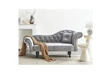 Schäslong Beliani Lattes Grå, mörkt trä, Högervänd Grey Right-faced - Grå - Møbler - Sofaer - Daybed