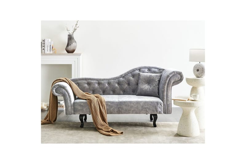 Schäslong Beliani Lattes Grå, mörkt trä, Högervänd Grey Right-faced - Grå - Møbler - Sofaer - Daybed