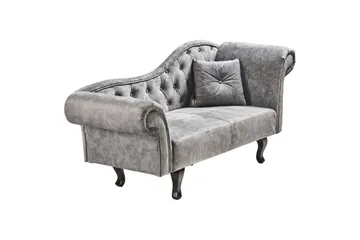 Schäslong Beliani Lattes Grå, mörkt trä, Högervänd Grey Right-faced - Grå - Møbler - Sofaer - Daybed