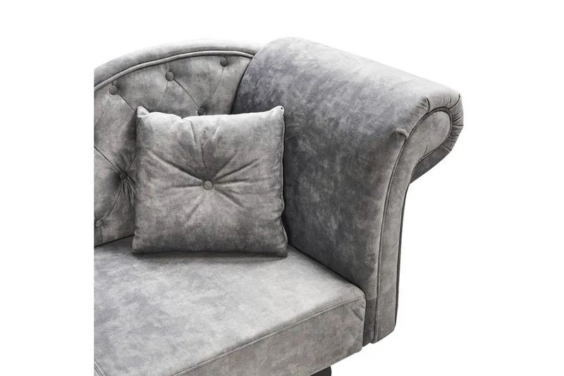 Schäslong Beliani Lattes Grå, mörkt trä, Högervänd Grey Right-faced - Grå - Møbler - Sofaer - Daybed