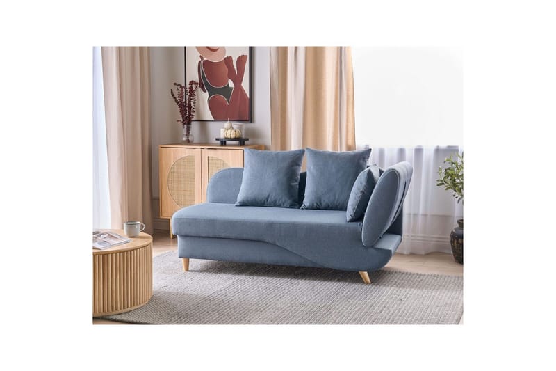 Schäslong Beliani Meri blue||Light colored wood - Møbler - Sofaer - Modulsofaer - Andre moduler til modulsofa