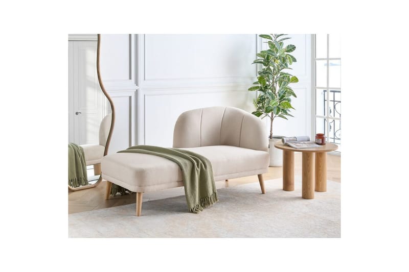 Schäslong Beliani Tanlay Beige, ljust trä, Högervänd Beige||Light colored wood Right-faced - Møbler - Sofaer - Modulsofaer - Andre moduler til modulsofa
