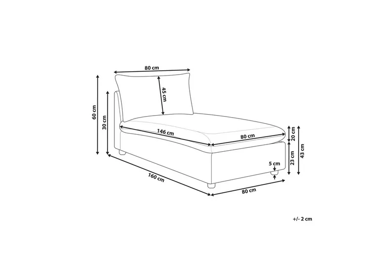 Schäslong Beliani Vizille Beige NO_BRAND White - Hvid - Møbler - Sofaer - Modulsofaer - Andre moduler til modulsofa