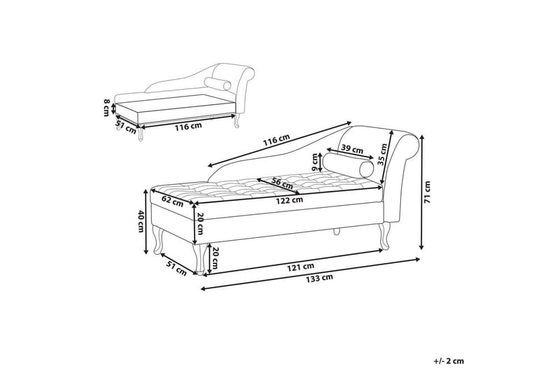 Schäslong Beliani Pessac Beige, svart, Högervänd Light grey||Black Right-faced - Møbler - Sofaer - Modulsofaer - Andre moduler til modulsofa
