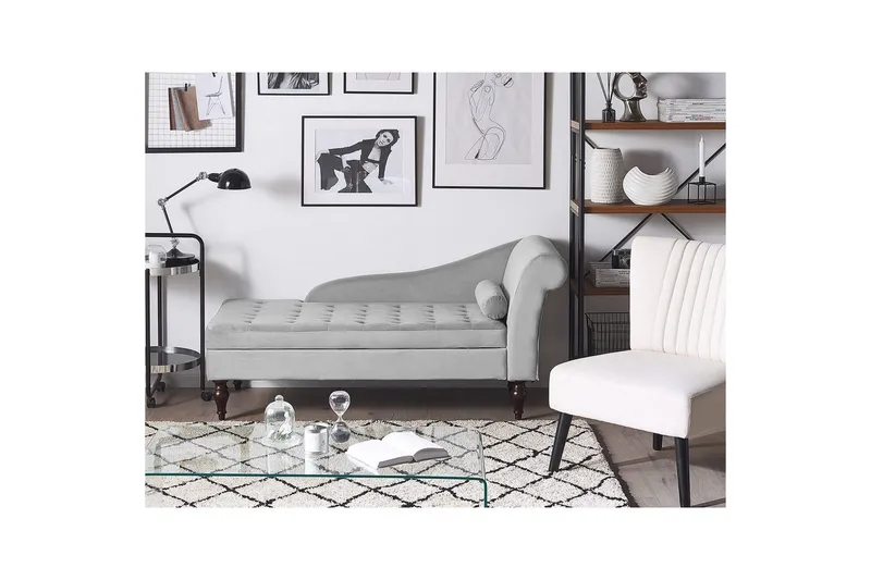 Schäslong Beliani Pessac Beige, svart, Högervänd Light grey Right-faced - Møbler - Sofaer - Modulsofaer - Andre moduler til modulsofa